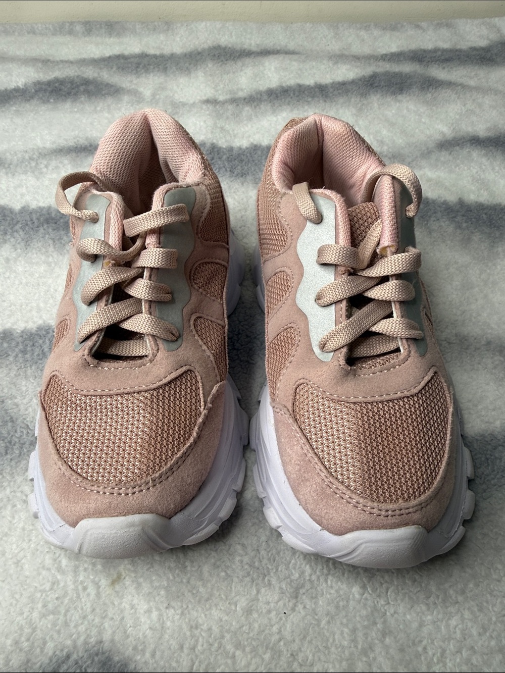 Kids Chunky Lace-Up Sneakers in Blush Pink